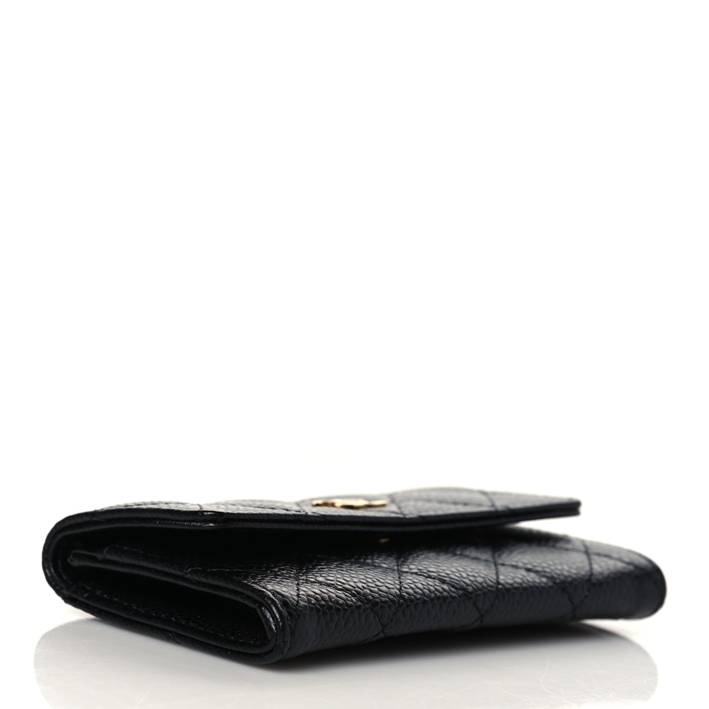 Caviar Quilted Flap Card Holder Black