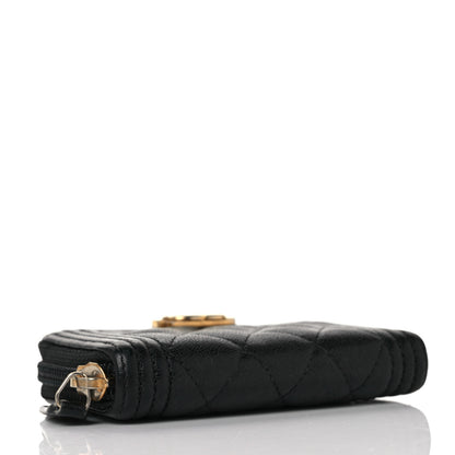 Chanel Caviar Quilted Boy Zip Around Coin Purse Wallet Black 4 of 9