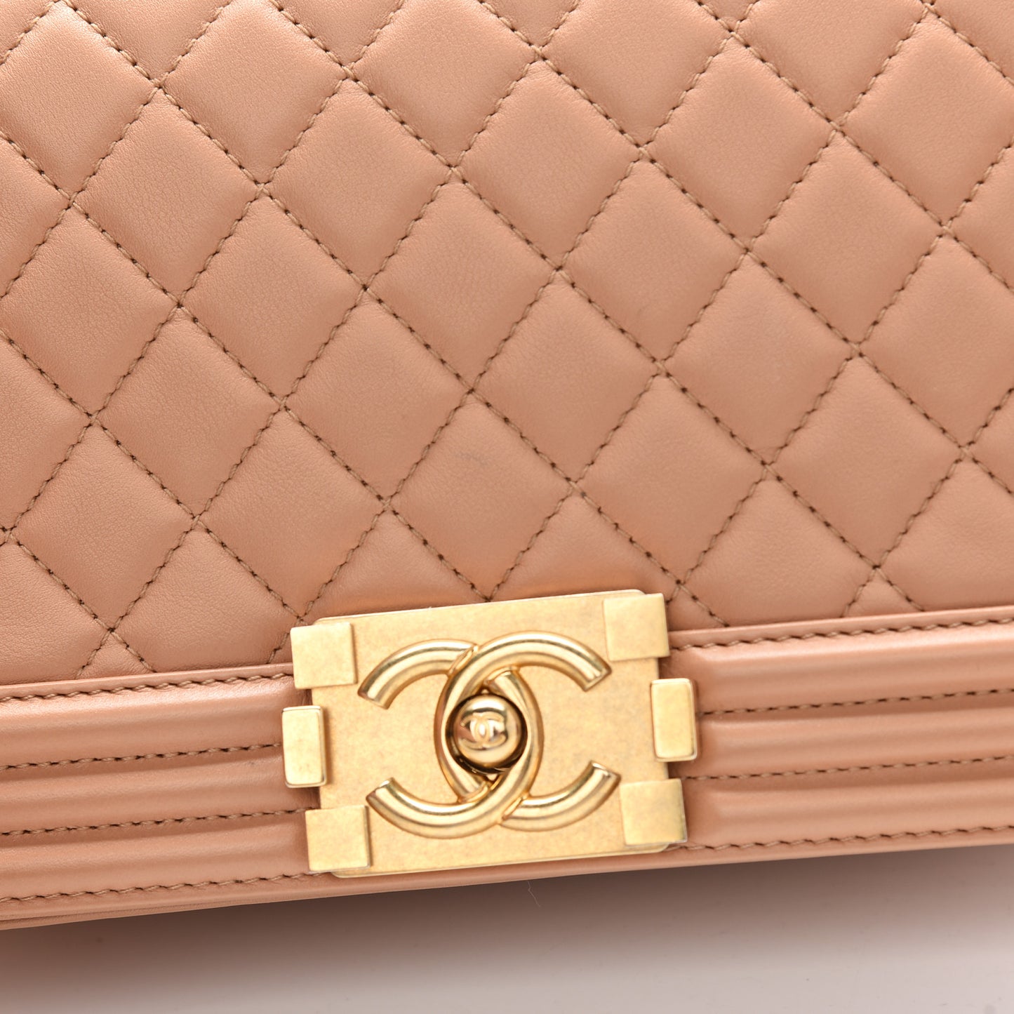 Calfskin Quilted Medium Boy Flap Light Brown