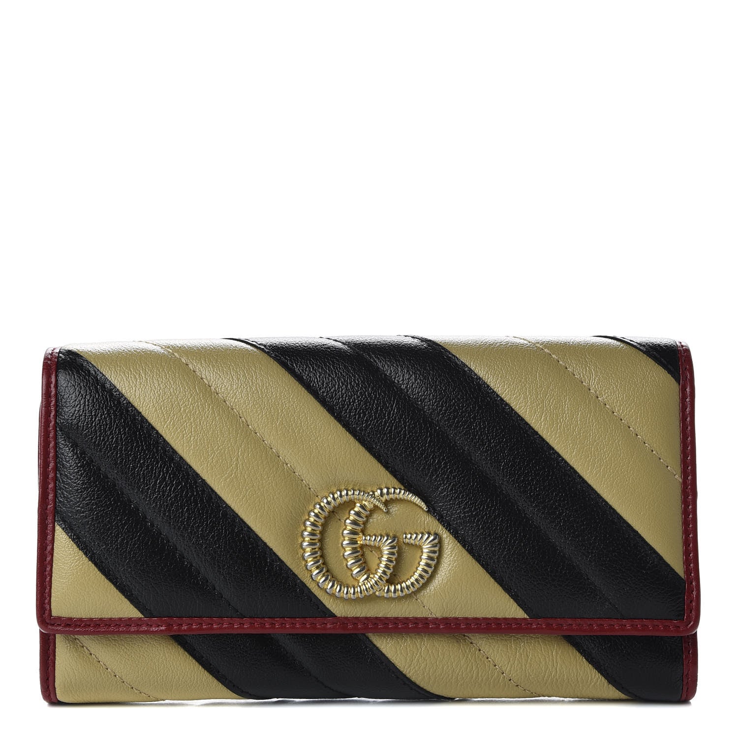 Gucci Azalea Calfskin Matelasse Diagonal Patchwork Torchon GG Marmont Continental Wallet Black Beige Romantic Cerise 1 of 6