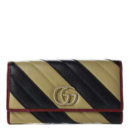 Gucci Azalea Calfskin Matelasse Diagonal Patchwork Torchon GG Marmont Continental Wallet Black Beige Romantic Cerise 1 of 6