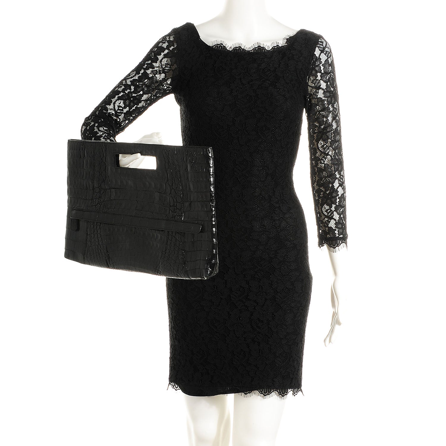 Nancy Gonzalez Crocodile Envelope Convertible Clutch Black 2 of 8