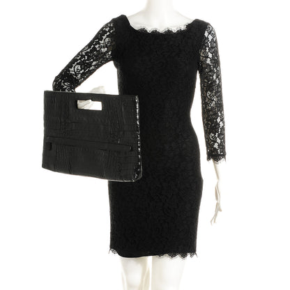 Nancy Gonzalez Crocodile Envelope Convertible Clutch Black 2 of 8