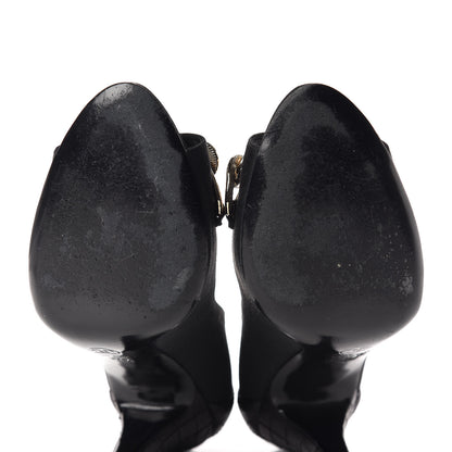 Chanel Nylon Lambskin Quilted Chain Peep Toe Pumps 37.5 Black 6 of 13