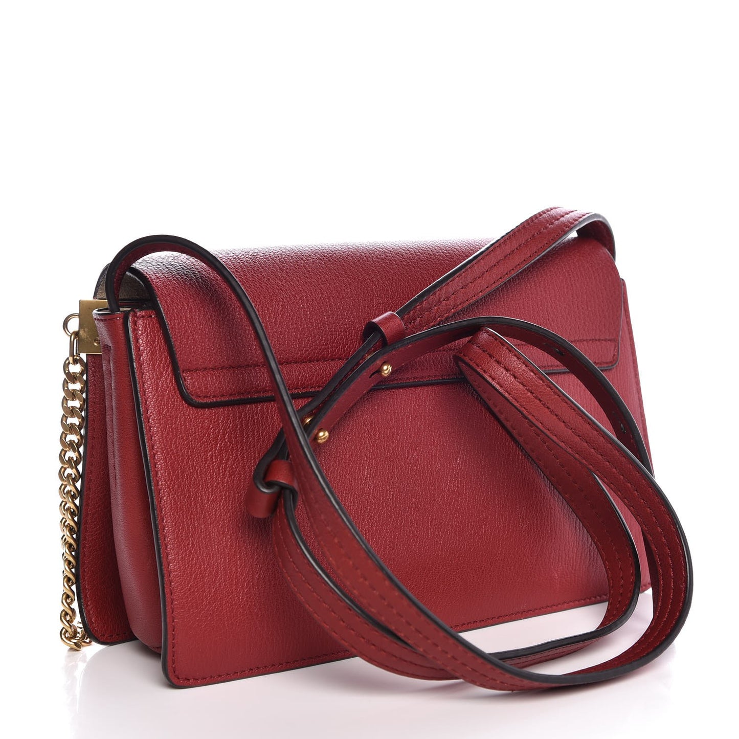 Goatskin Small Faye Shoulder Bag Sienna Red