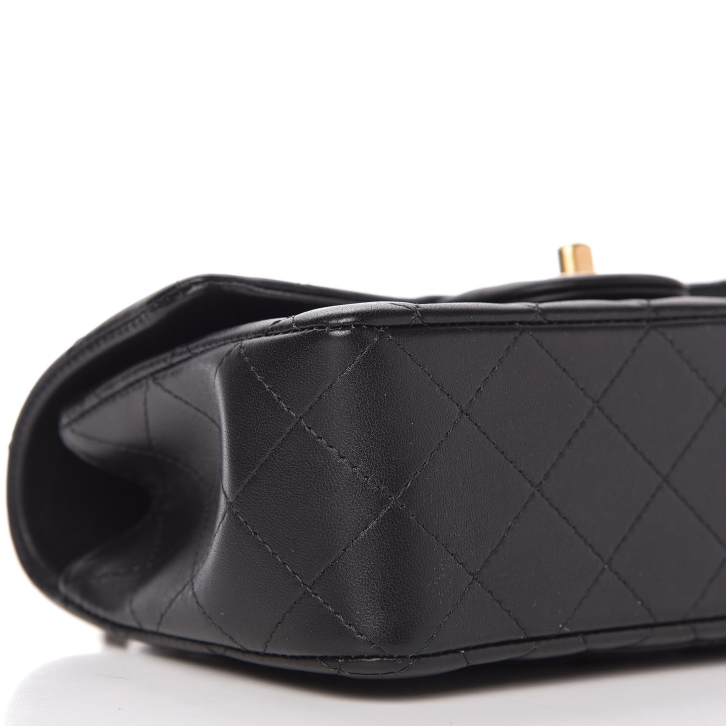 Lambskin Quilted Mini Top Handle Rectangular Flap Black