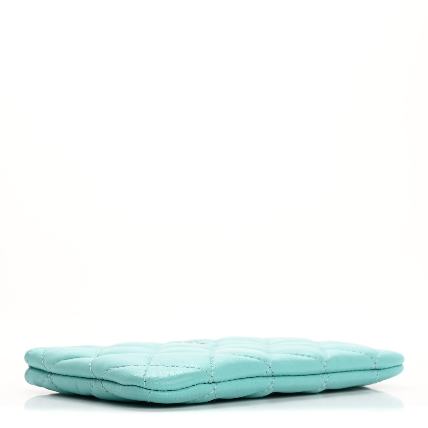 Lambskin Quilted Small Cosmetic Case Turquoise