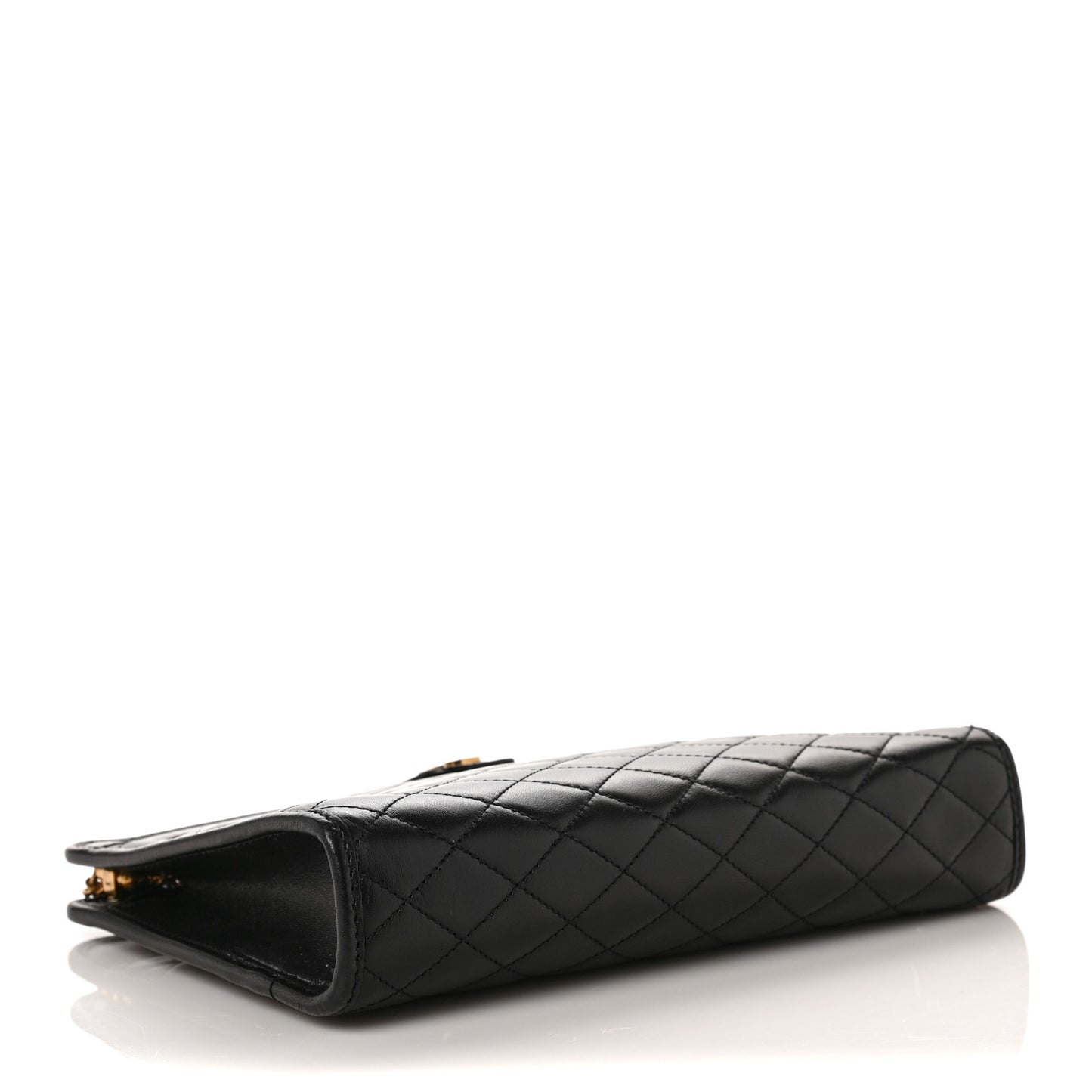 Lambskin Quilted Monogram Baby Victoire Chain Clutch Bag Black