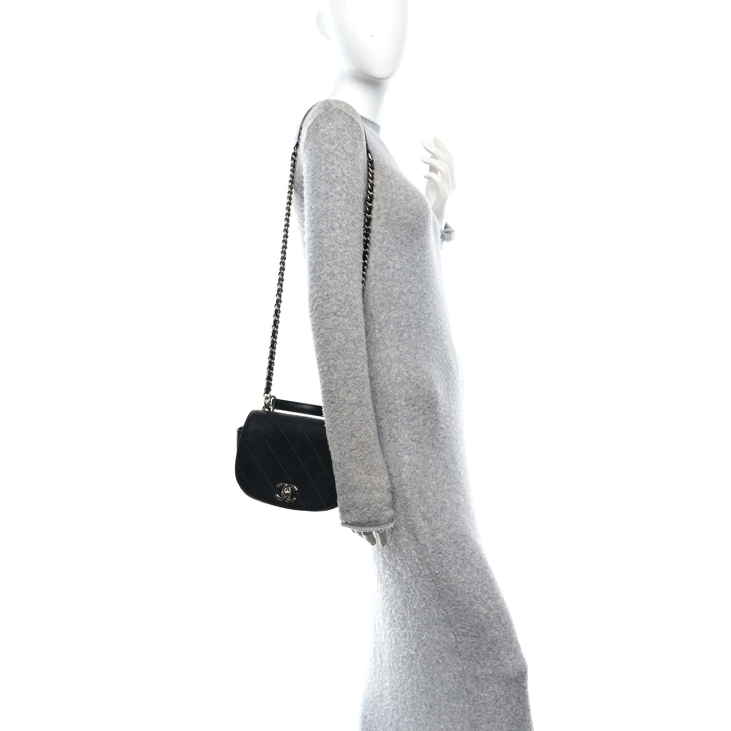 Chanel Calfskin Stitched Small Ring My Bag Flap Crossbody Bag Black 2 of 10