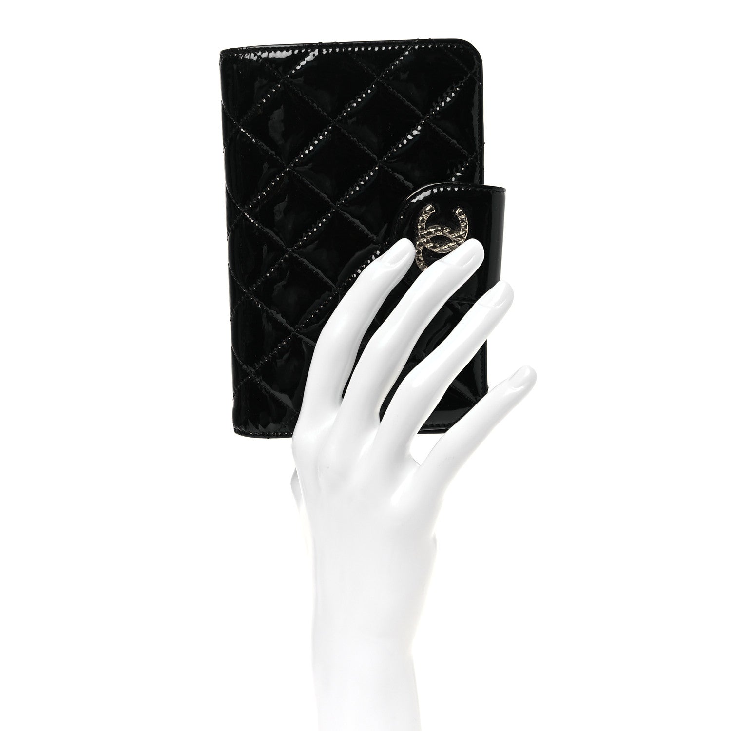 Chanel Patent Quilted Brilliant Zipped Pocket Wallet Black 2 of 11