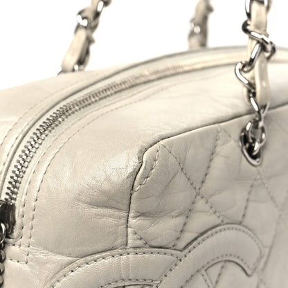 Chanel Aged Calfskin Quilted Cotton Club Bowler Pearl 12 of 12