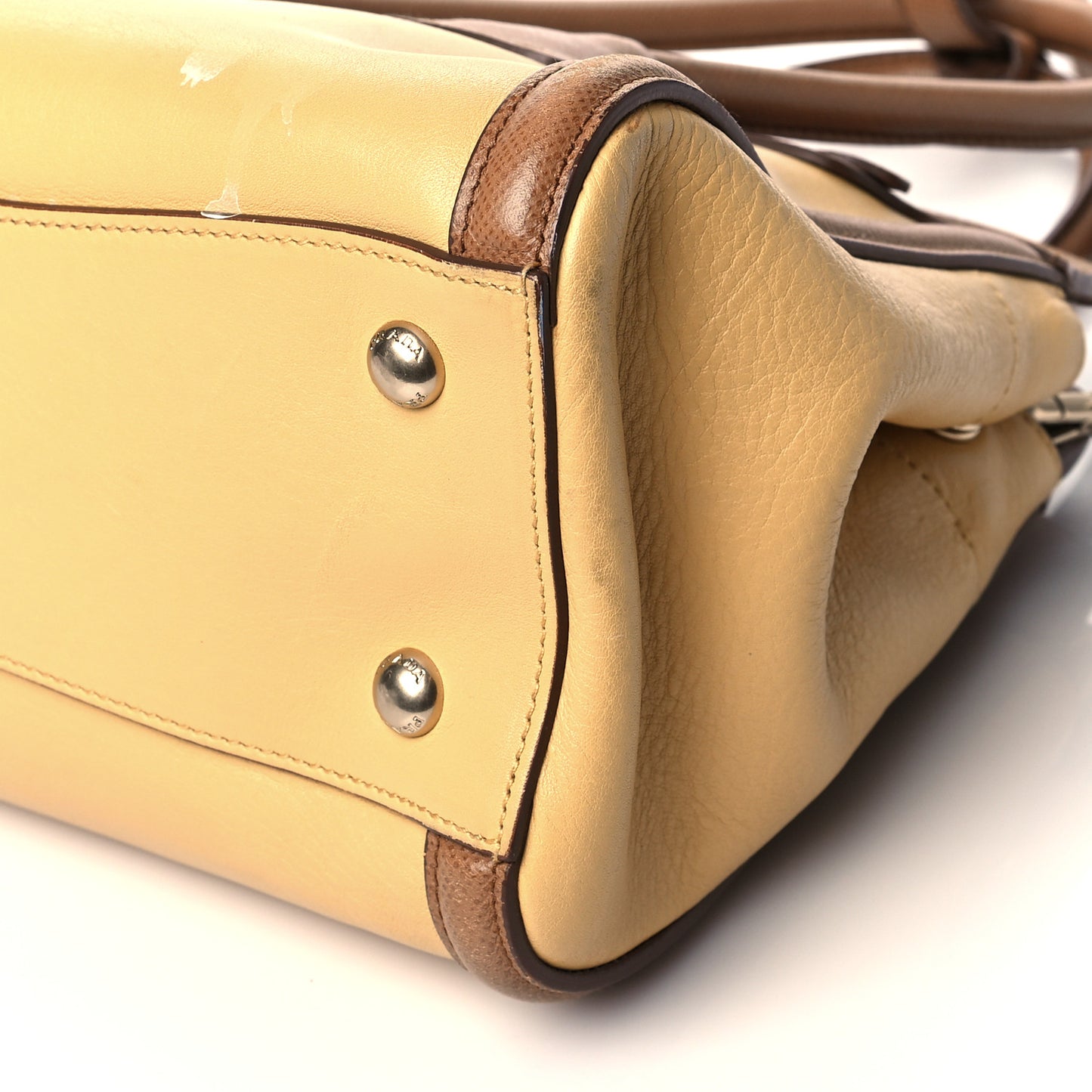 Saffiano City Calfskin Bi-Color Tote Ginestra Caramel