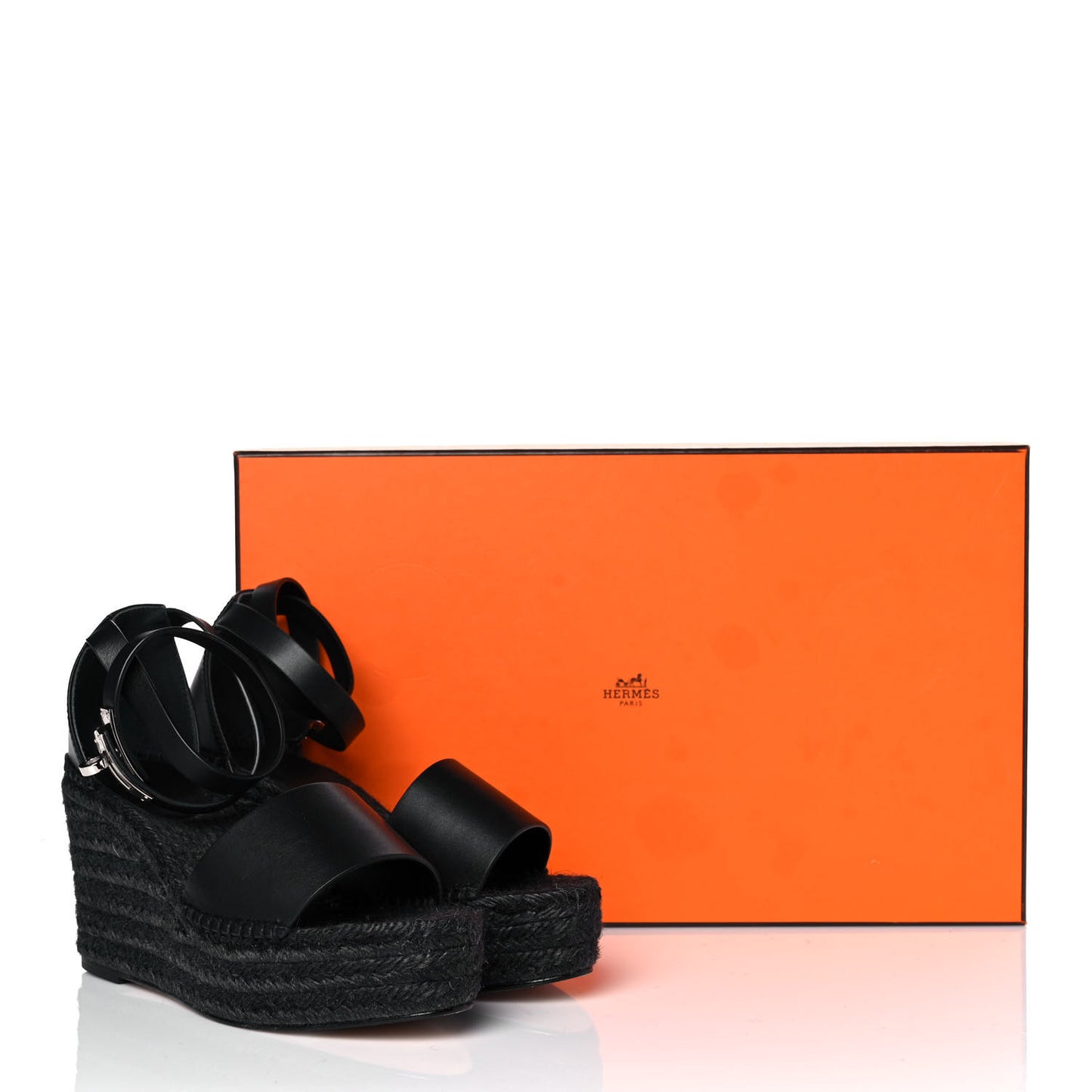 Calfskin Tivoli Espadrille Wedge Sandals 36 Black