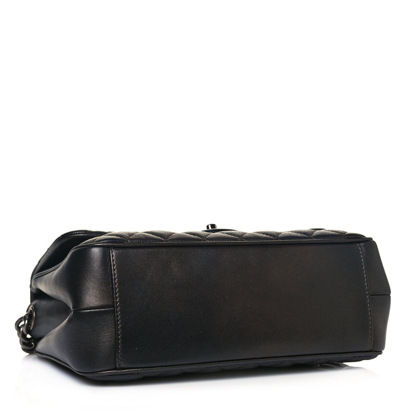 Metallic Goatskin Quilted Medium Rock In Rome Flap Charcoal