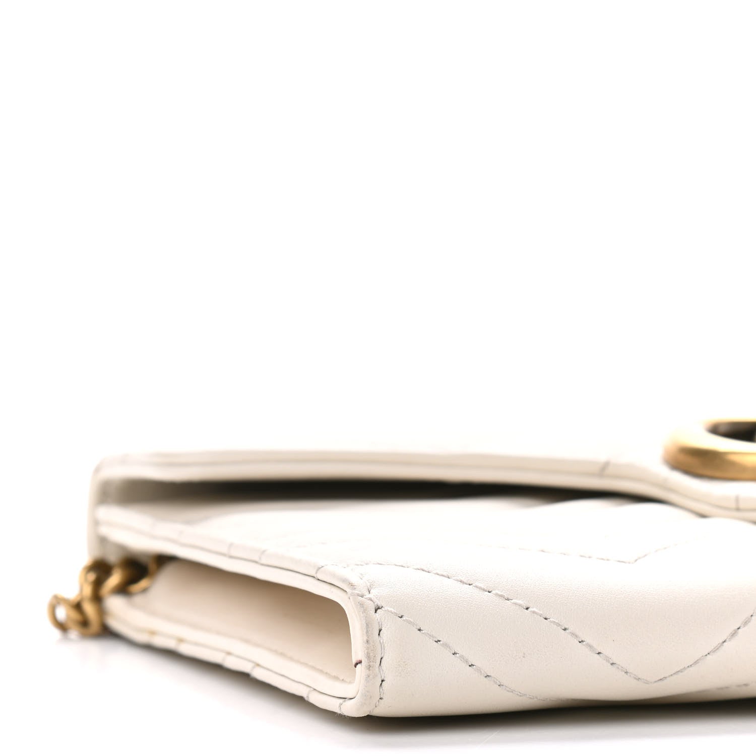 Gucci Calfskin Matelasse Mini GG Marmont Chain Wallet Mystic White 13 of 14