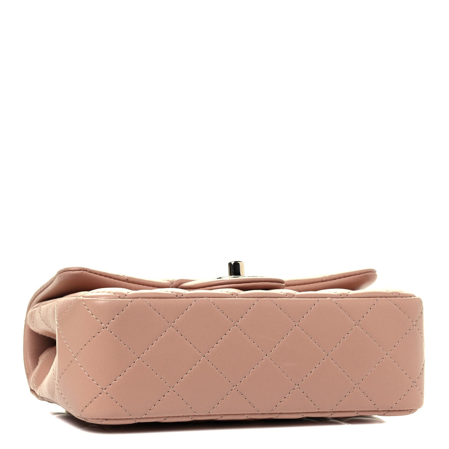 Lambskin Quilted Mini Rectangular Flap Beige