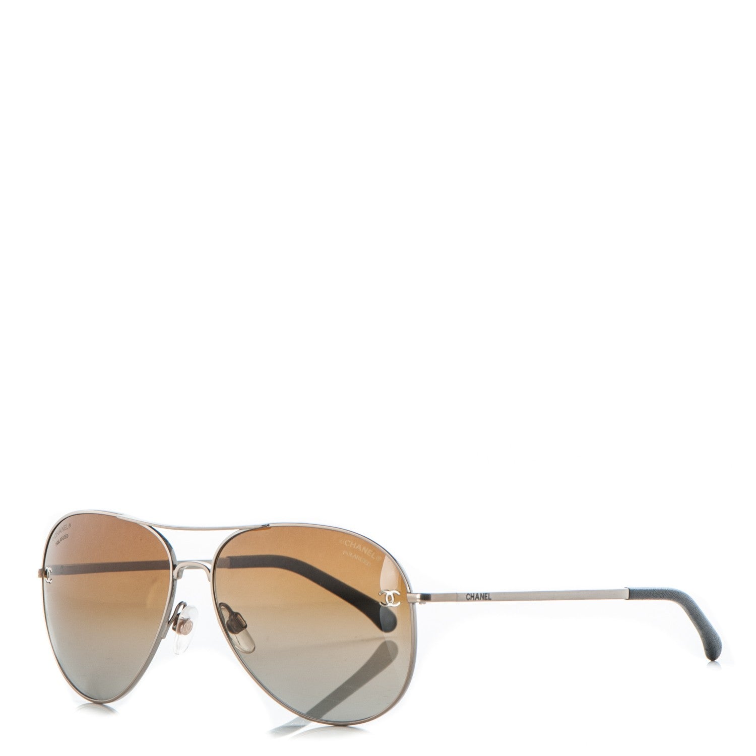 Chanel Polarized CC Aviator Sunglasses 4189-T-Q Brown 1 of 6