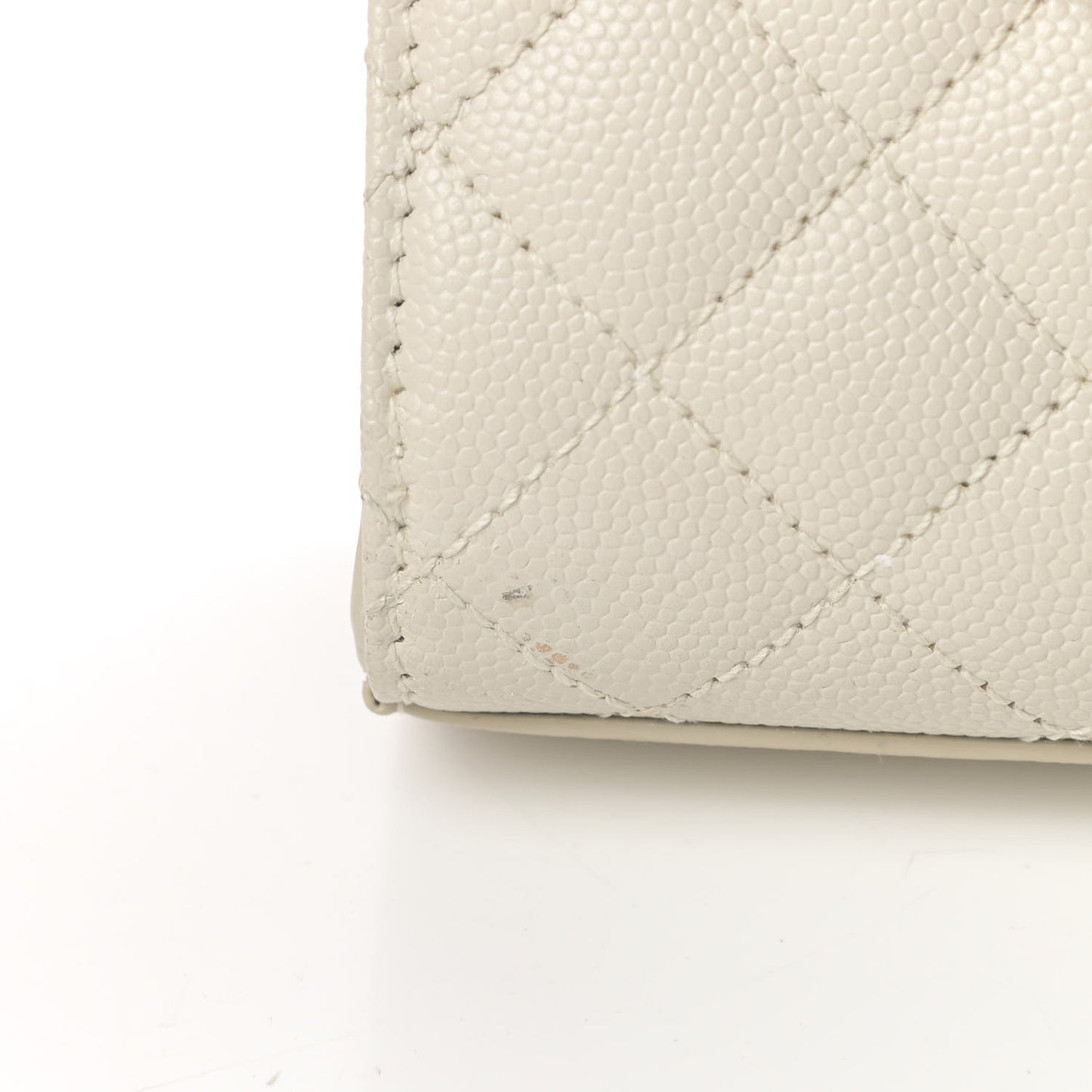 Grain De Poudre Textured Mixed Matelasse Triquilt Small Monogram Satchel Optical White