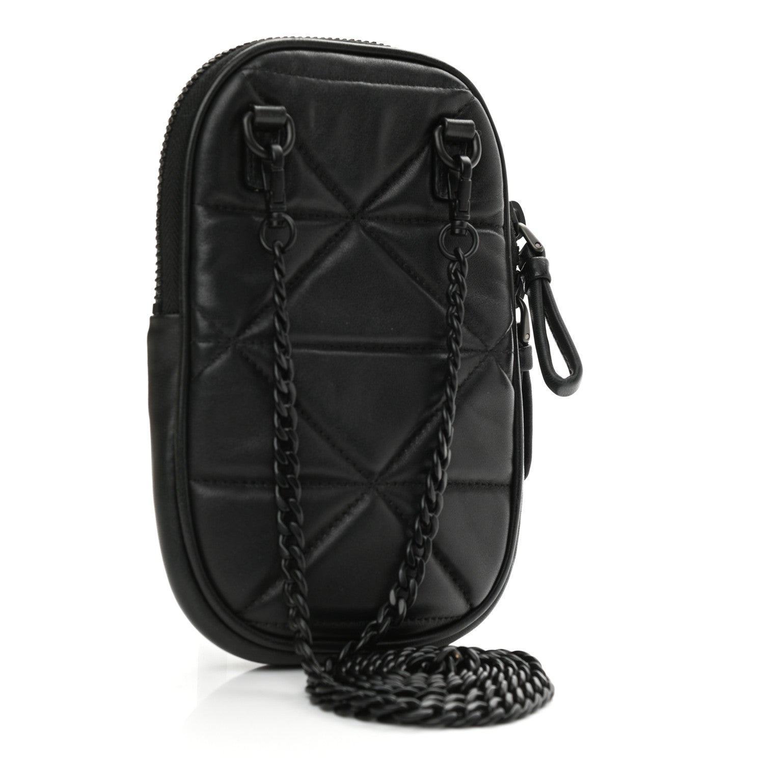 Prada Nappa Triangle Stitched Spectrum Double Zip Phone Case Crossbody Bag Black 3 of 9