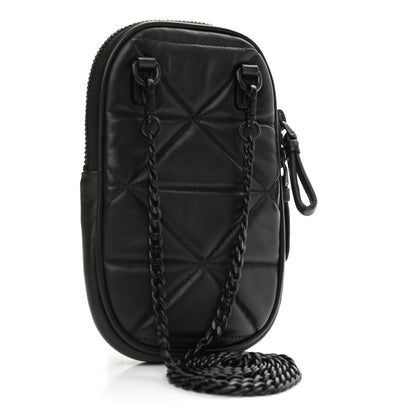Prada Nappa Triangle Stitched Spectrum Double Zip Phone Case Crossbody Bag Black 3 of 9