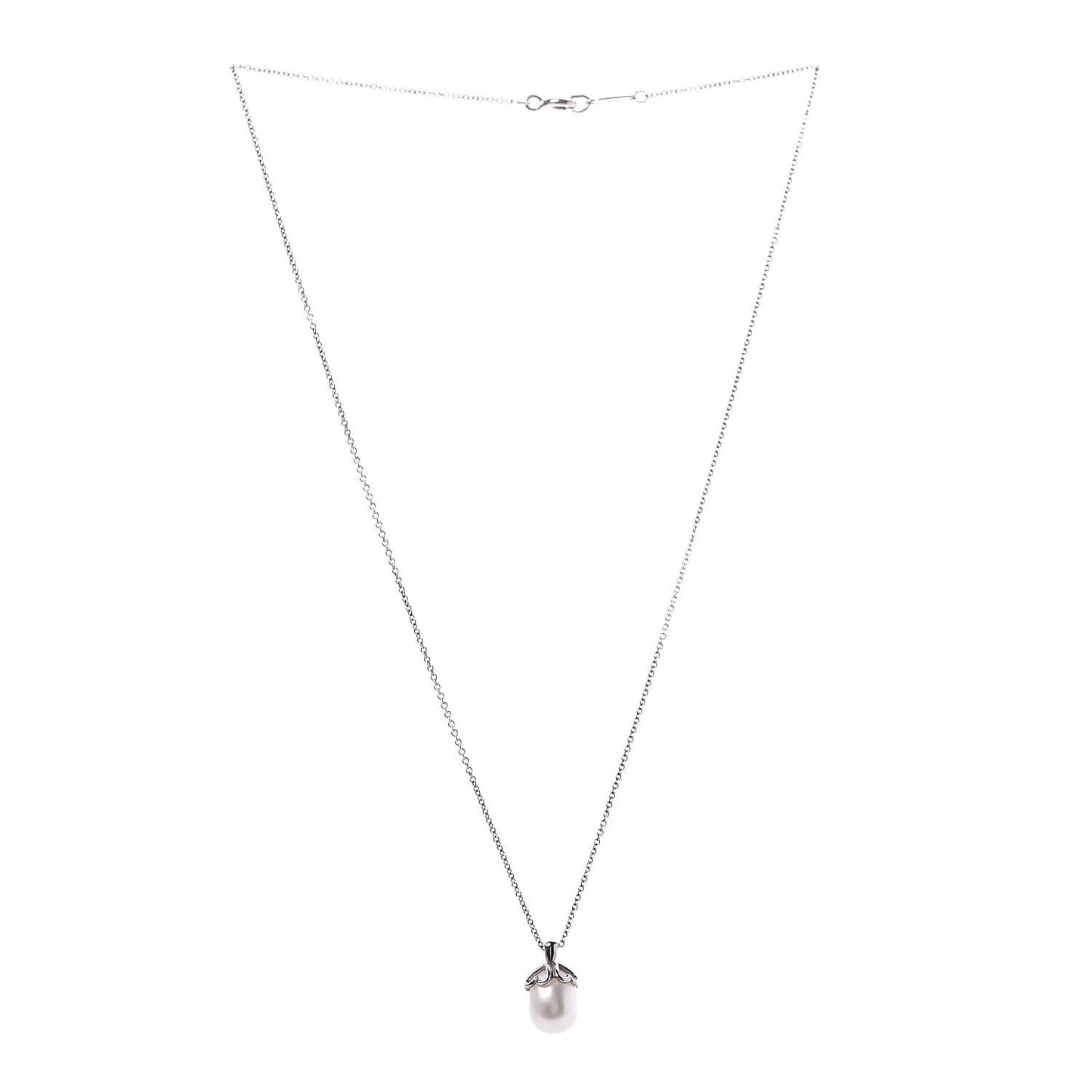 Sterling Silver Pearl Heart Cap Pendant Necklace