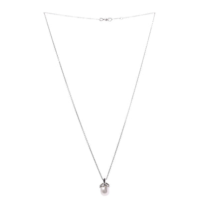 Tiffany Sterling Silver Pearl Heart Cap Pendant Necklace 1 of 6