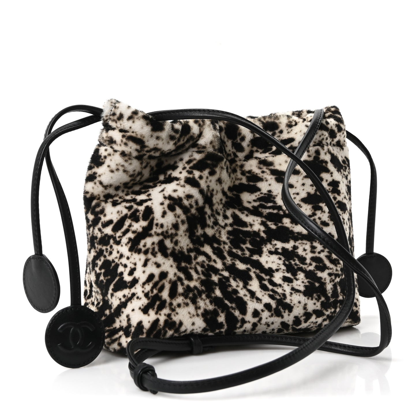 Pony Hair Printed Chic Lady Shoulder Bag  White Black