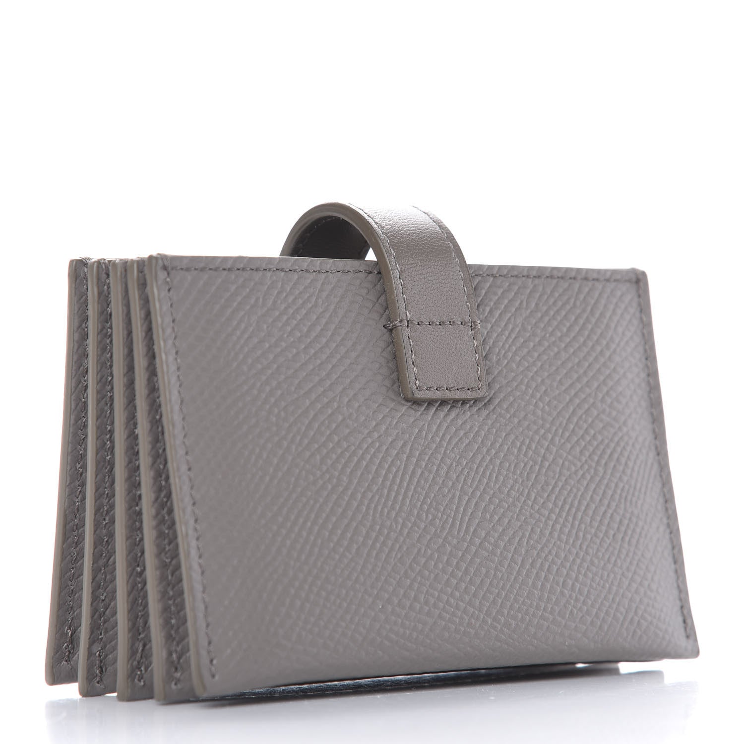 Celine Grained Shiny Calfskin Accordion Card Holder Pebble 3 of 9