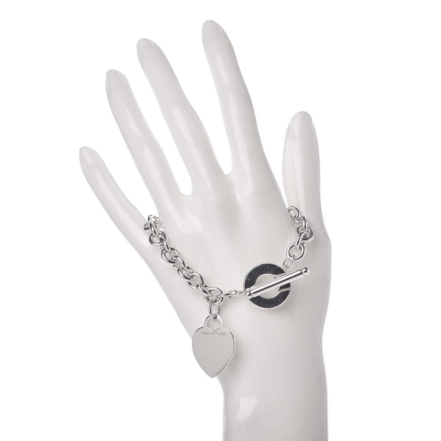 Sterling Silver Heart Tag Toggle Bracelet
