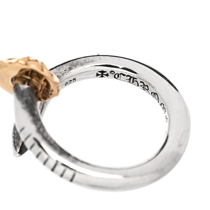 Chrome Hearts Sterling Silver 22K Yellow Gold Cross Ball Nail Ring 49 5 4 of 7