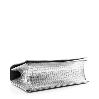 Christian Dior Metallic Patent Micro-Cannage Medium Diorama Flap Bag Silver 4 of 10