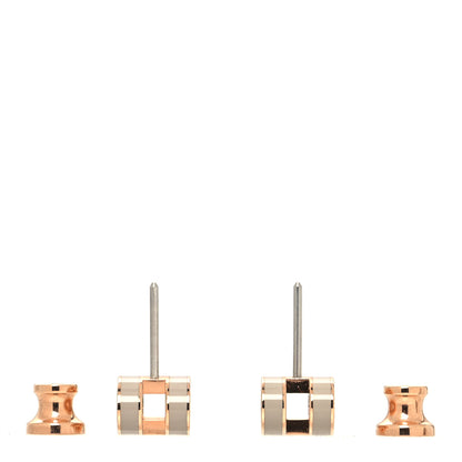 Hermes Rose Gold Lacquered Pop H Earrings Marron Glace 3 of 5