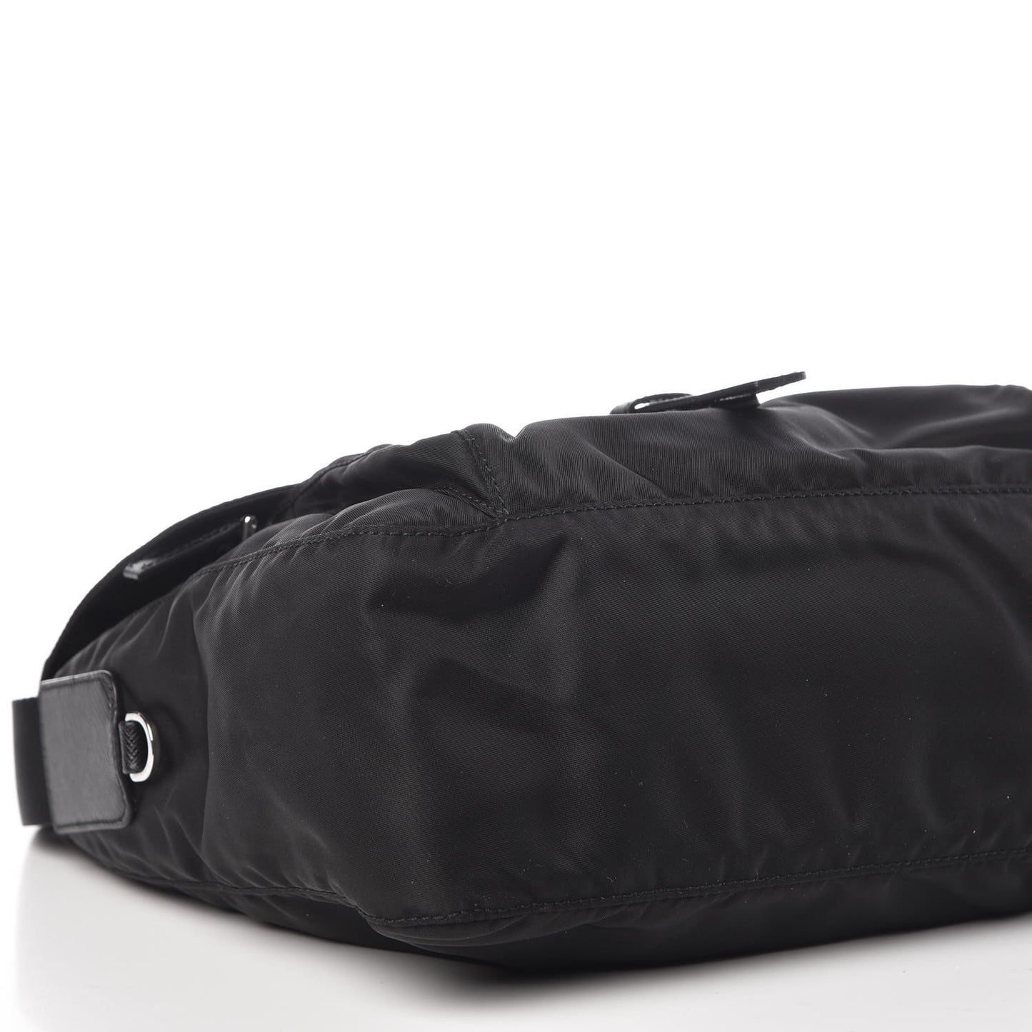 Nylon Vela Saffiano Single Buckle Messenger Shoulder Bag Black