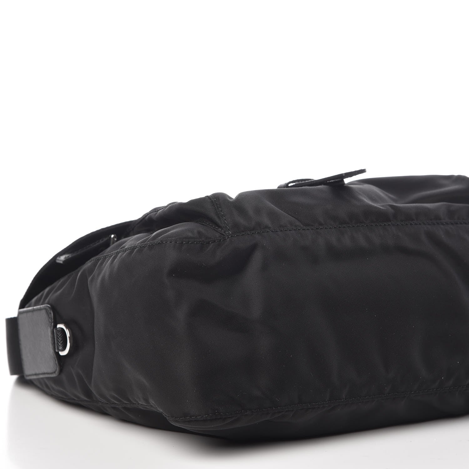 Prada Nylon Vela Saffiano Single Buckle Messenger Shoulder Bag Black 9 of 10