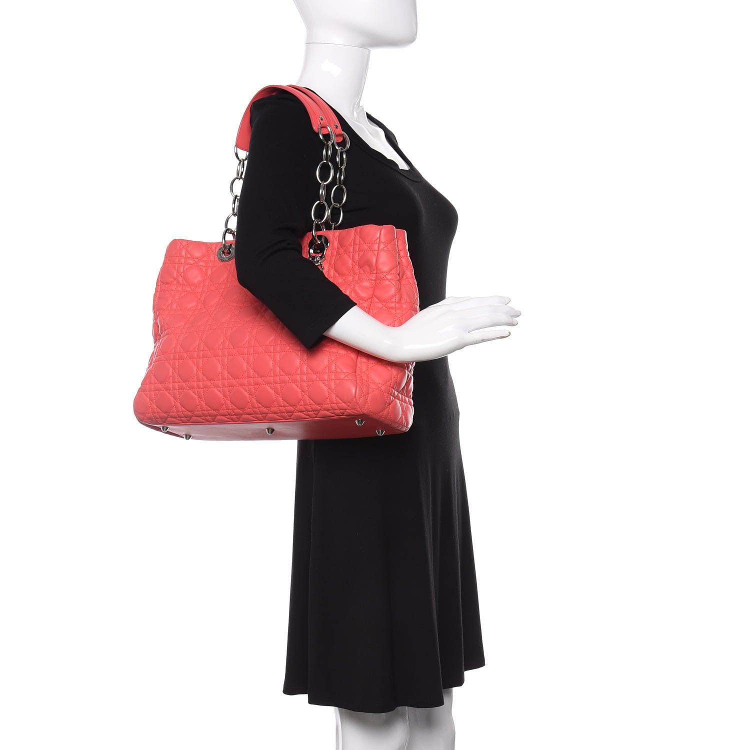 Christian Dior Lambskin Cannage Large Dior Soft Shopping Tote Coral 2 of 10