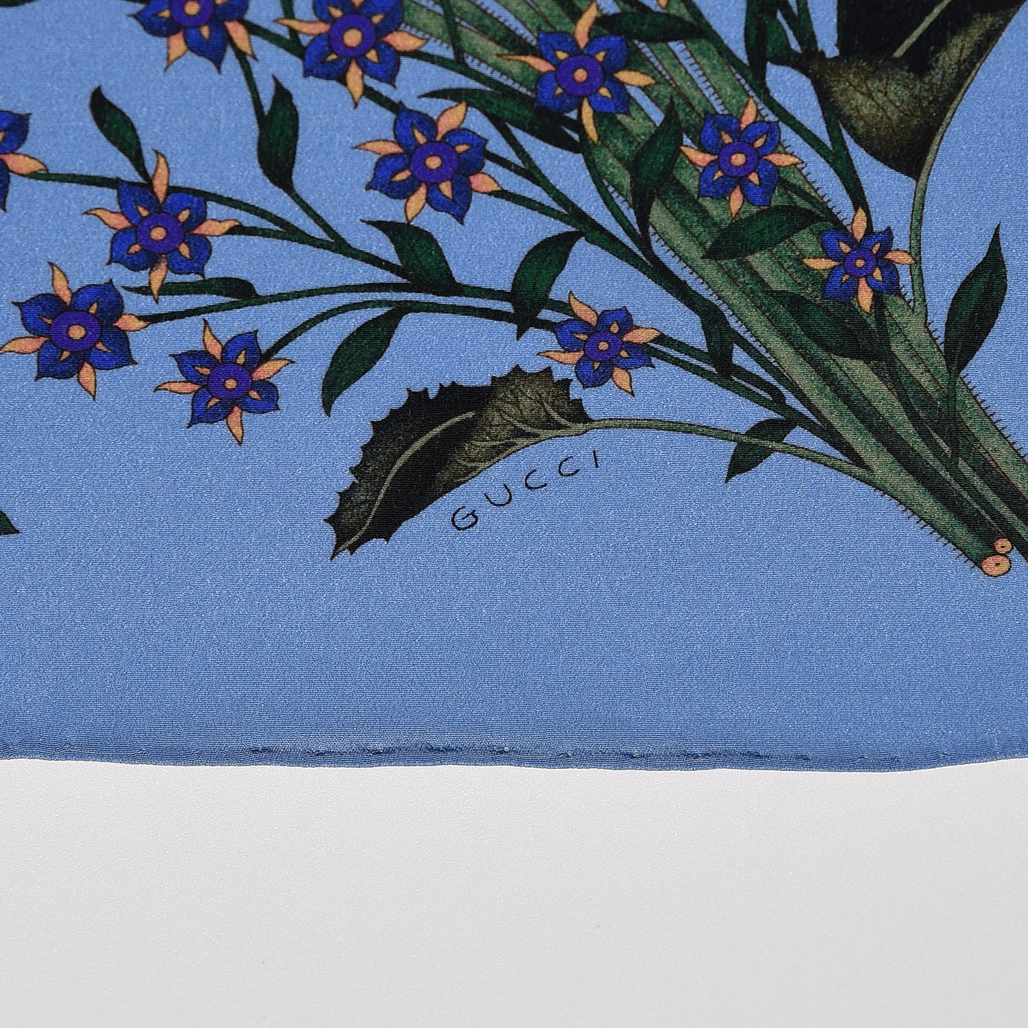 Gucci Silk Twill New Flora Square Scarf Bluette 3 of 5