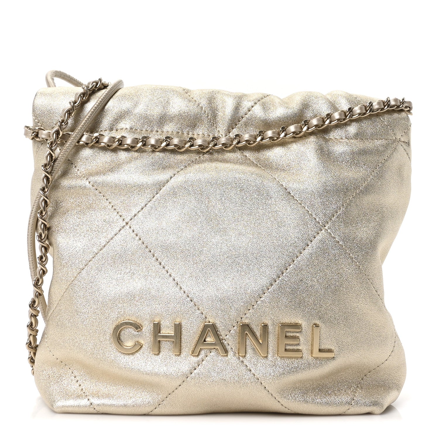Chanel Metallic Lambskin Quilted Mini Chanel 22 Golden 1 of 10