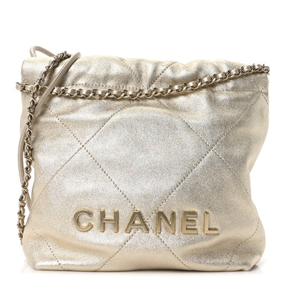 Chanel Metallic Lambskin Quilted Mini Chanel 22 Golden 1 of 10