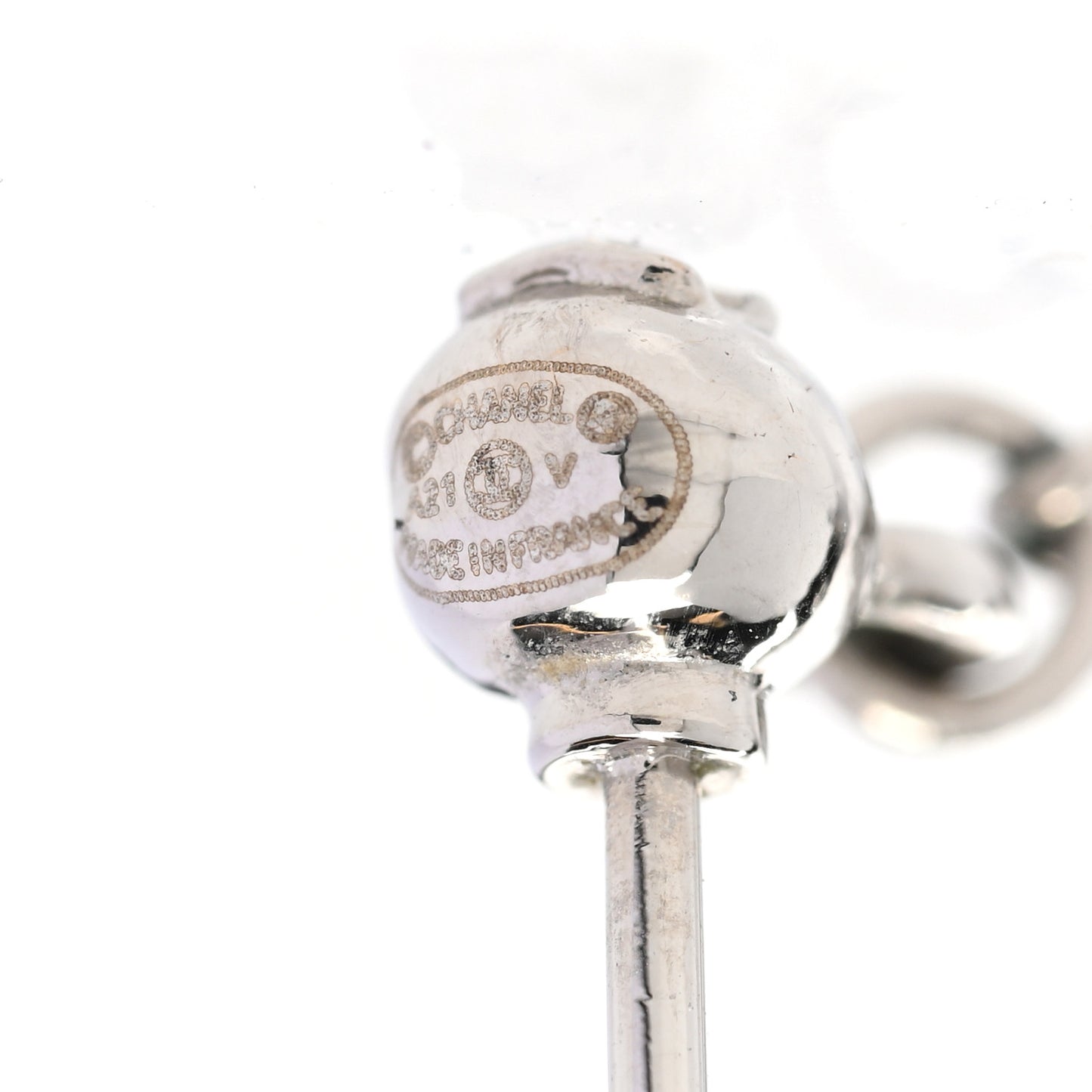 Baguette Crystal CC Drop Earrings Silver