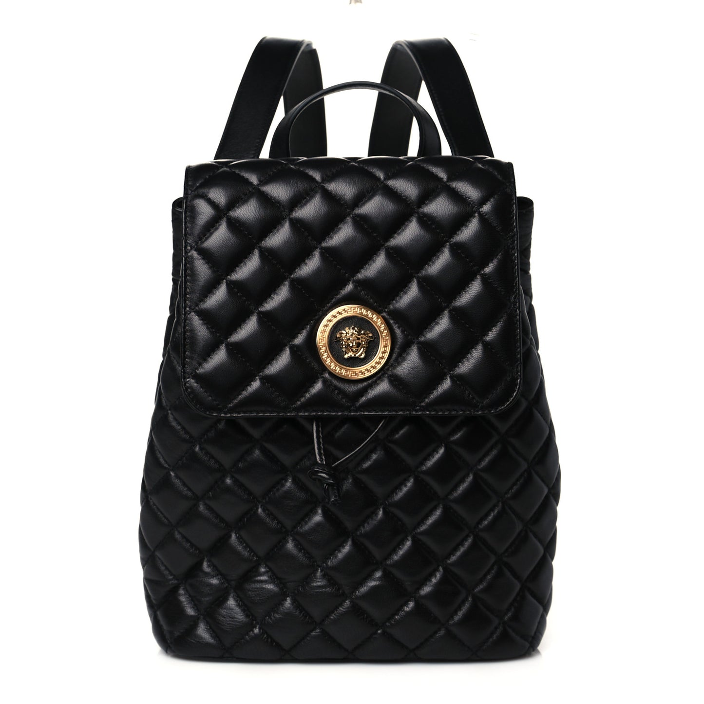 Calfskin Quilted Medusa Backpack Black