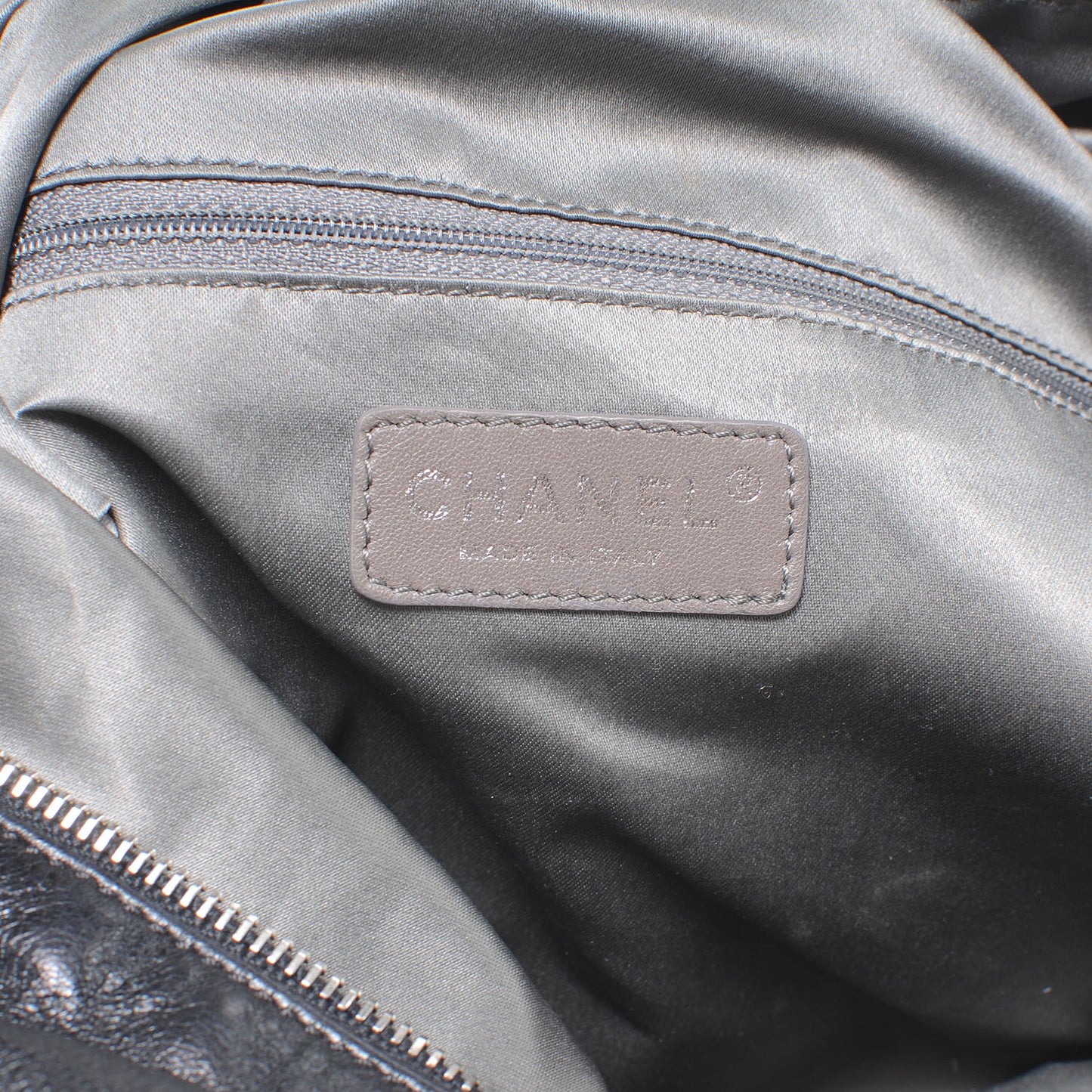 Lambskin Large Rock and Chain Hobo Black