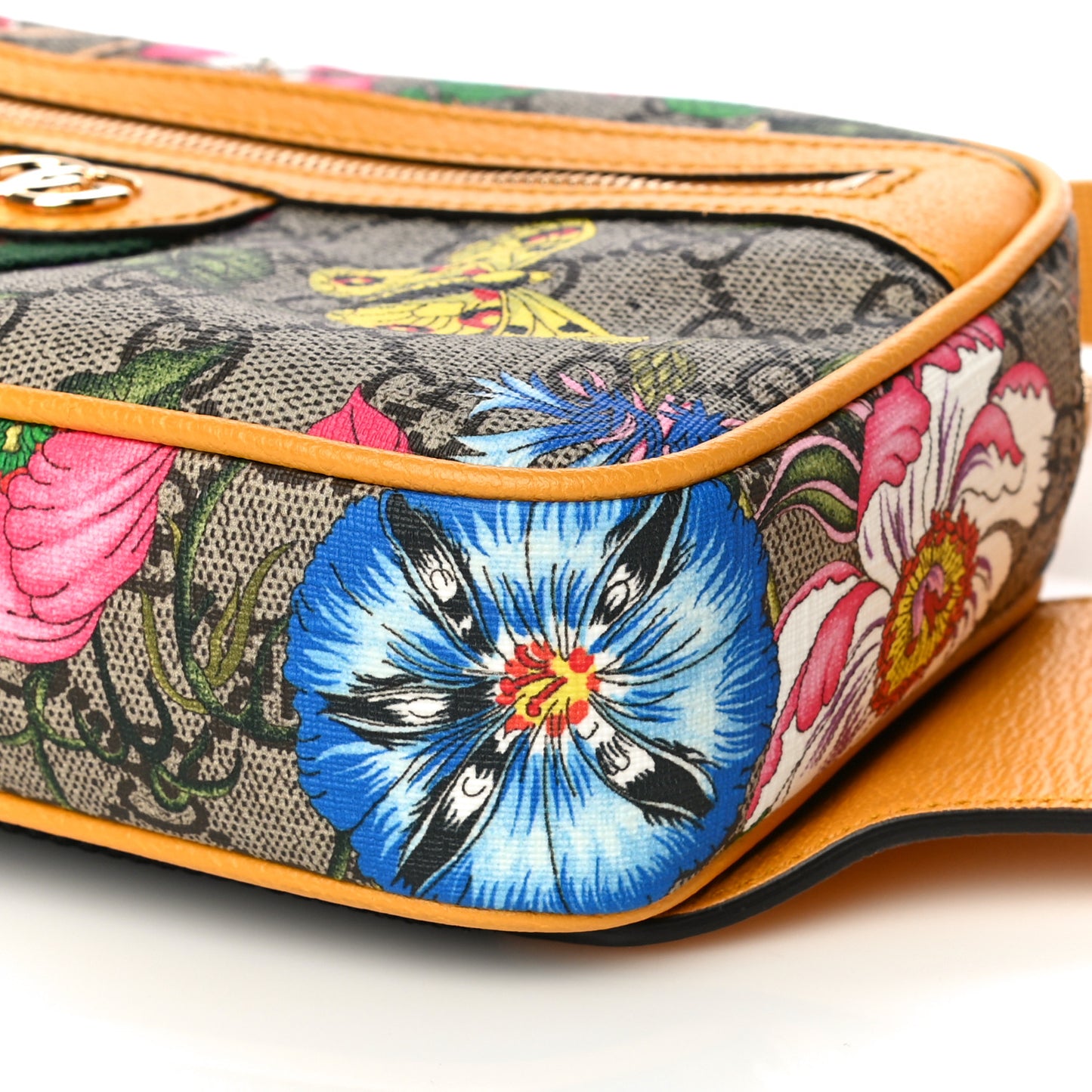 GG Supreme Monogram Flora Medium Ophidia Belt Bag Beige Multicolor Crop