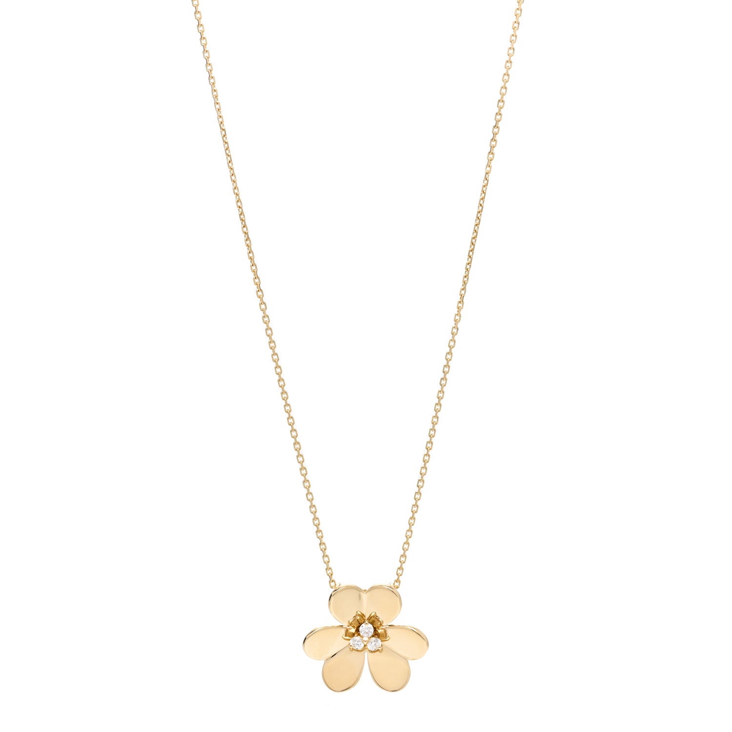 Van Cleef & Arpels 18K Yellow Gold Diamond Very Large Frivole Clip Pendant Necklace 1 of 4