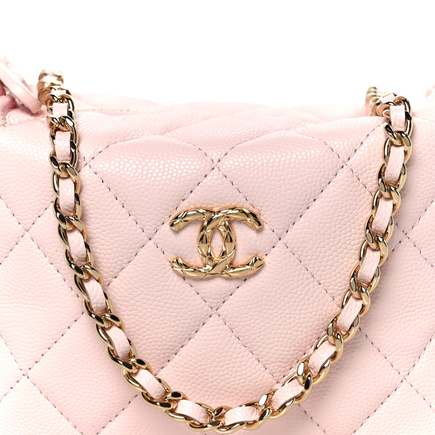 Chanel Shiny Caviar Hobo Clutch With Chain Light Pink 8 of 11