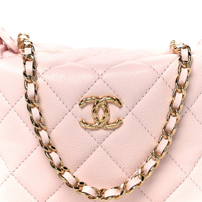 Chanel Shiny Caviar Hobo Clutch With Chain Light Pink 8 of 11