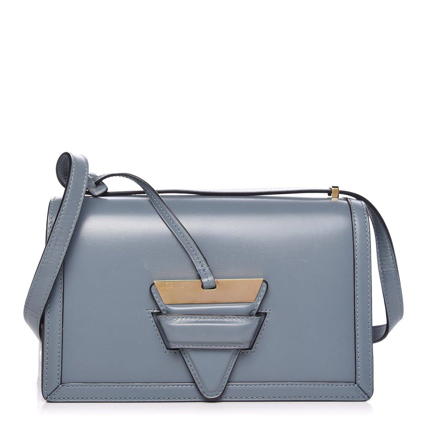 Calfskin Medium Barcelona Shoulder Bag Stone Blue