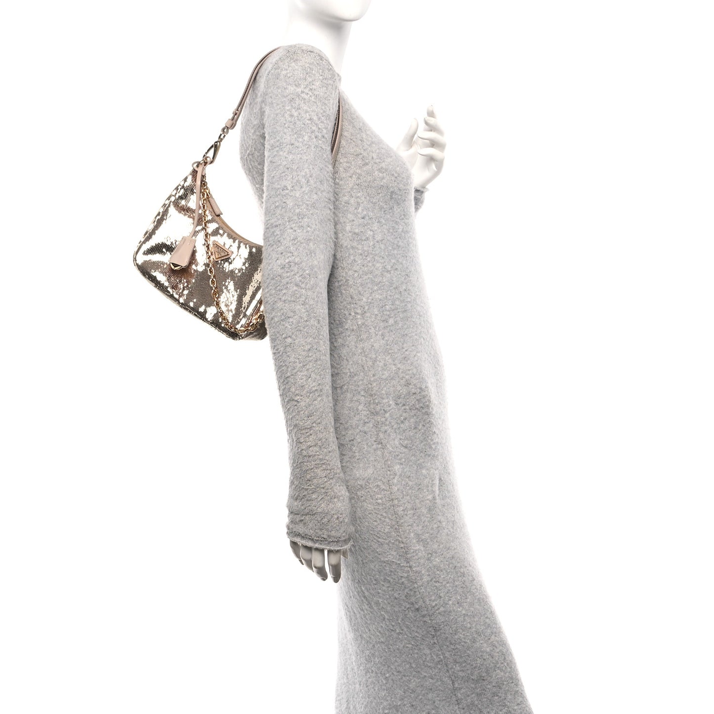 Sequin Mini Re-Edition 2000 Shoulder Bag Cammeo