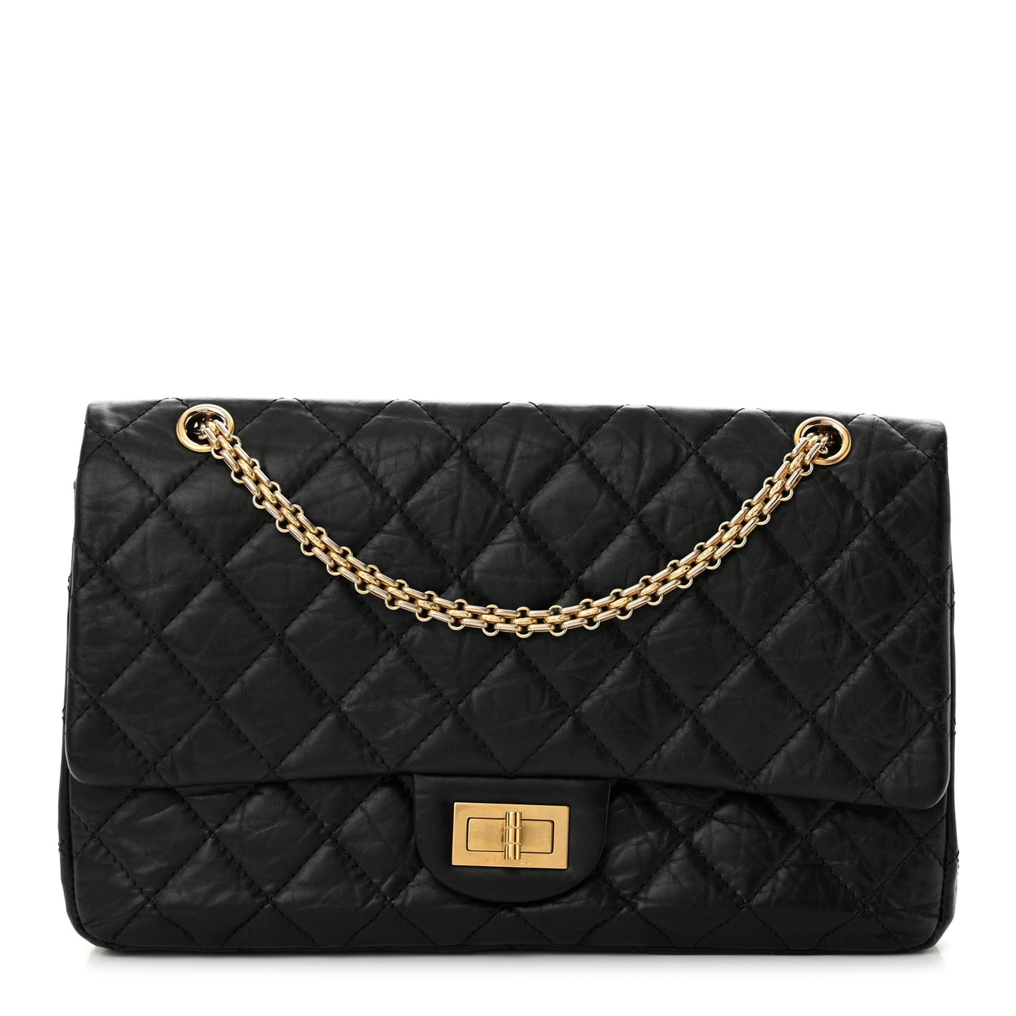 Aged Calfskin Quilted 2.55 Reissue 227 Flap Black