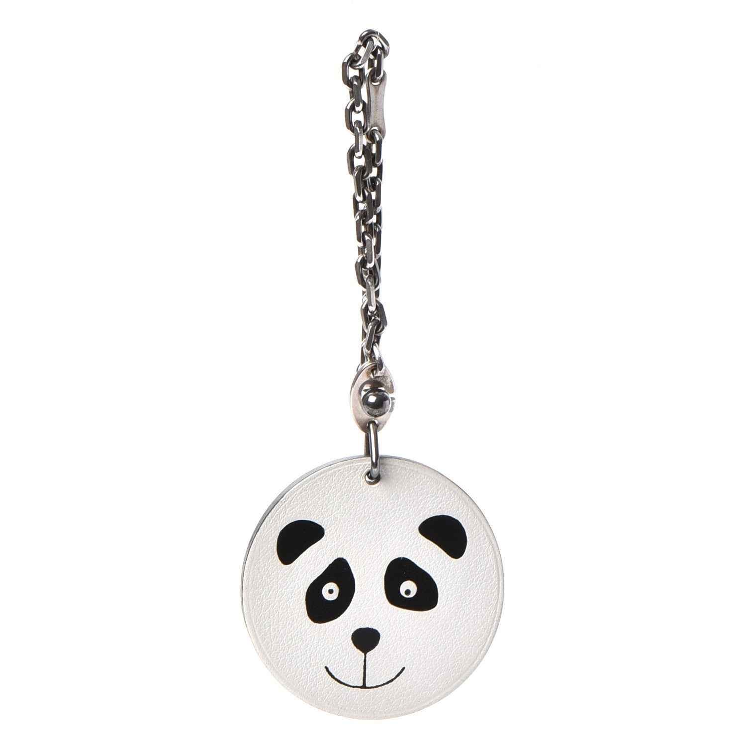 Hermes Swift Panda Key Chain Bag Charm Black White 1 of 7