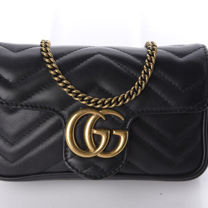 Gucci Calfskin Matelasse Super Mini GG Marmont Shoulder Bag Black 13 of 16